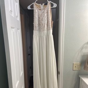 Lulus white maxi dress with lace top